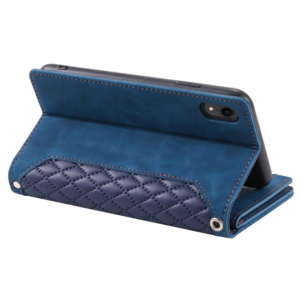 Étui portefeuille matelassée pour iPhone Xr, Bleu
