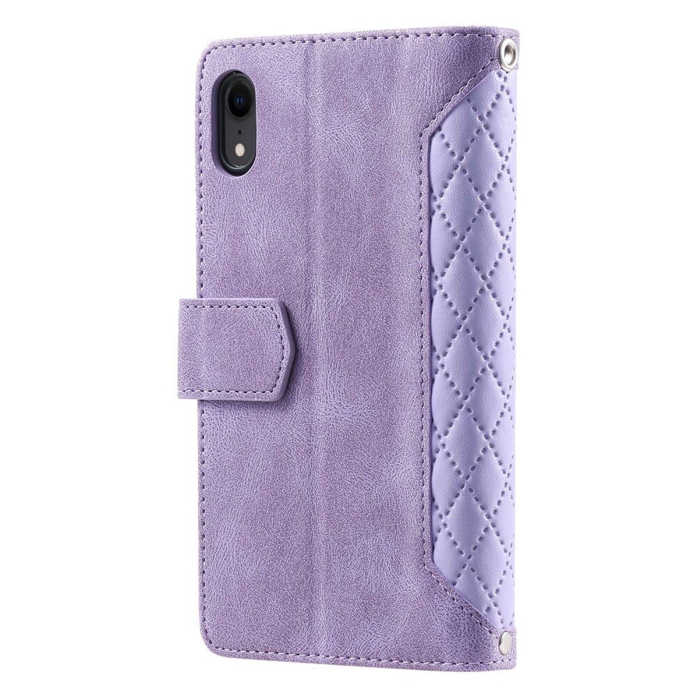 Étui portefeuille matelassée pour iPhone XR, violet