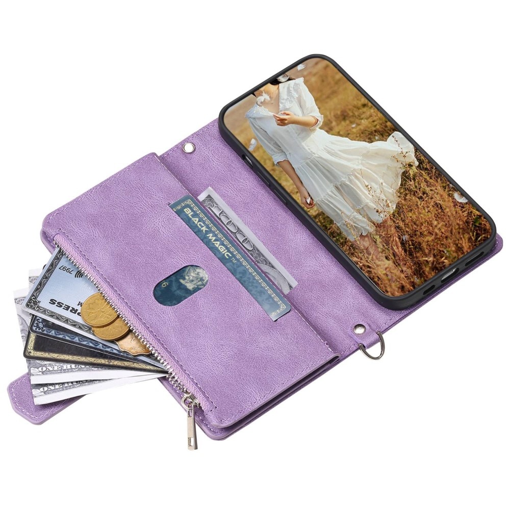 Étui portefeuille matelassée pour iPhone XR, violet