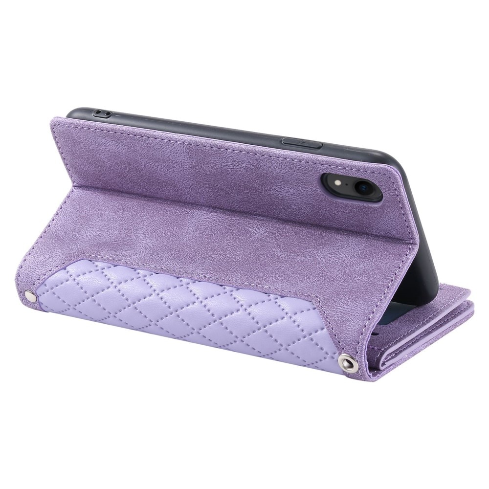 Étui portefeuille matelassée pour iPhone XR, violet