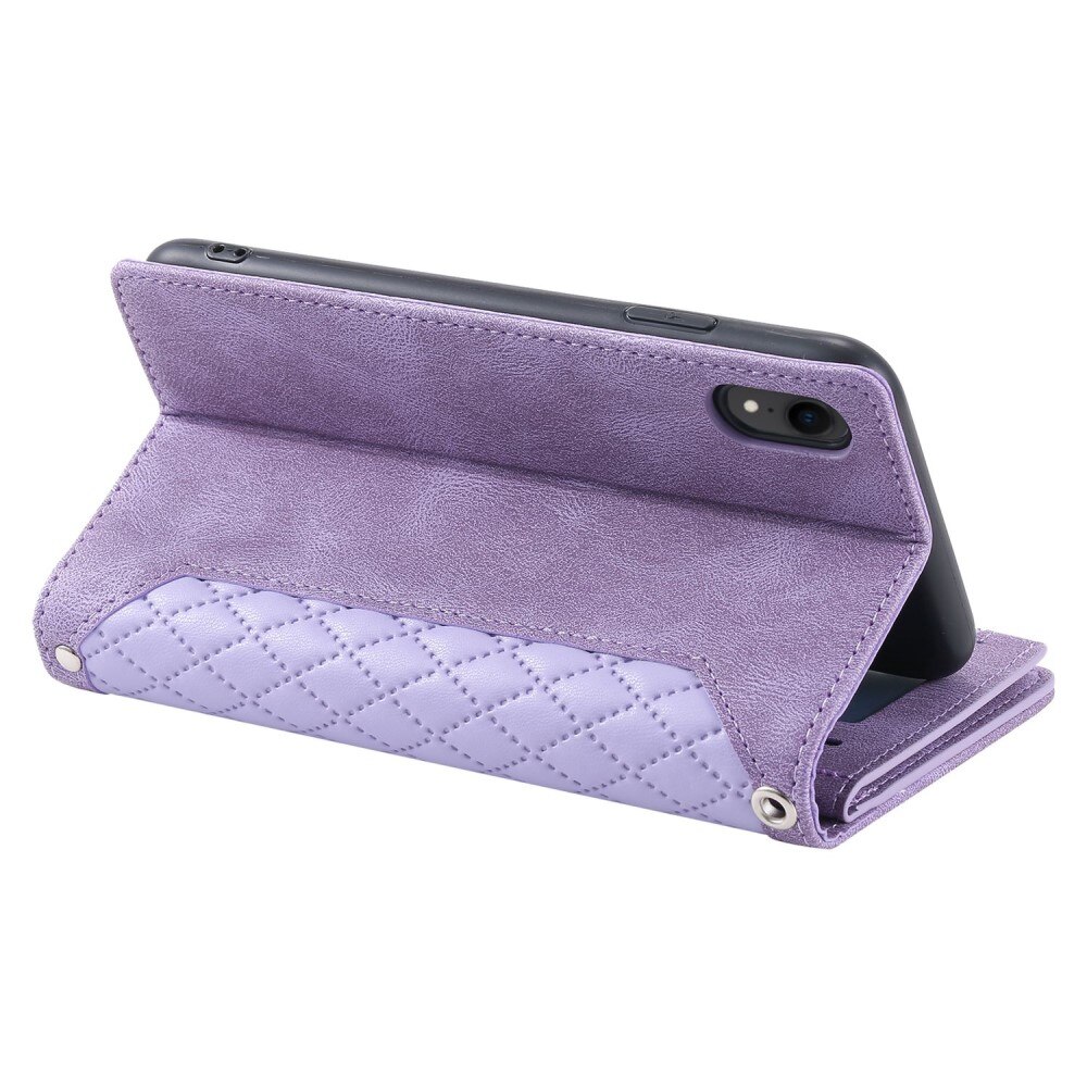 Étui portefeuille matelassée pour iPhone Xr, Violet