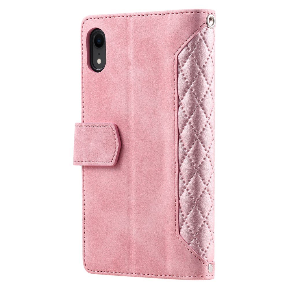 Étui portefeuille matelassée pour iPhone Xr, Rose