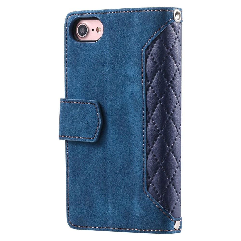 Étui portefeuille matelassée pour iPhone 8, bleu