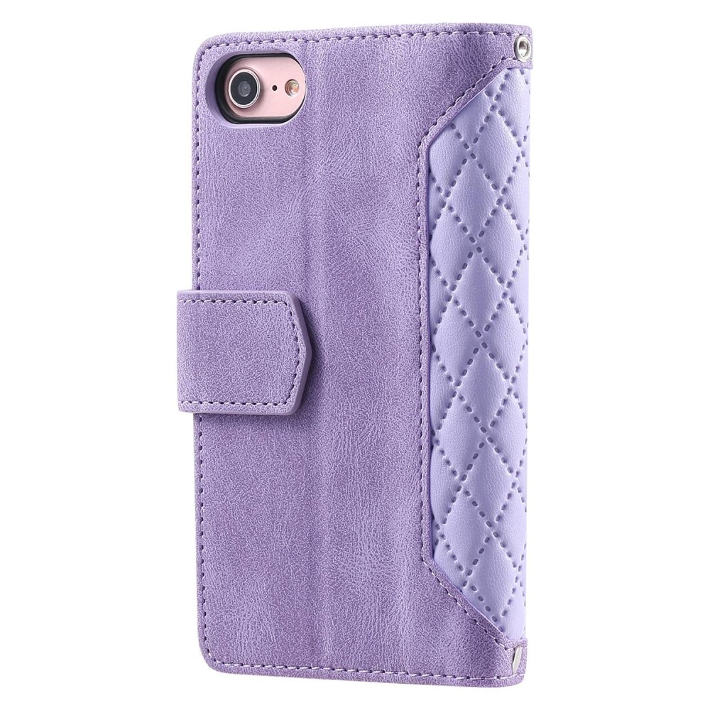 Étui portefeuille matelassée pour iPhone 8, violet