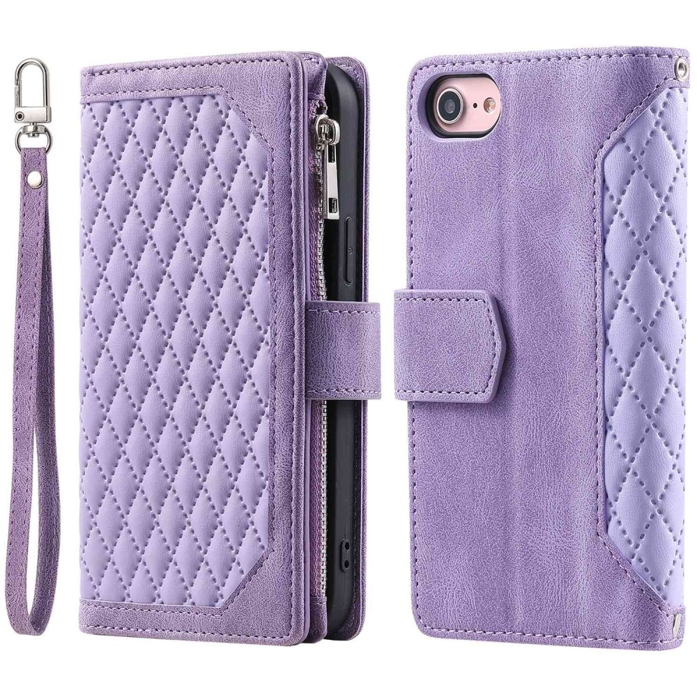 Étui portefeuille matelassée pour iPhone 7, violet