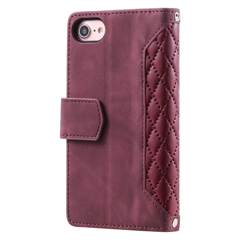 Étui portefeuille matelassée pour iPhone 7, rouge