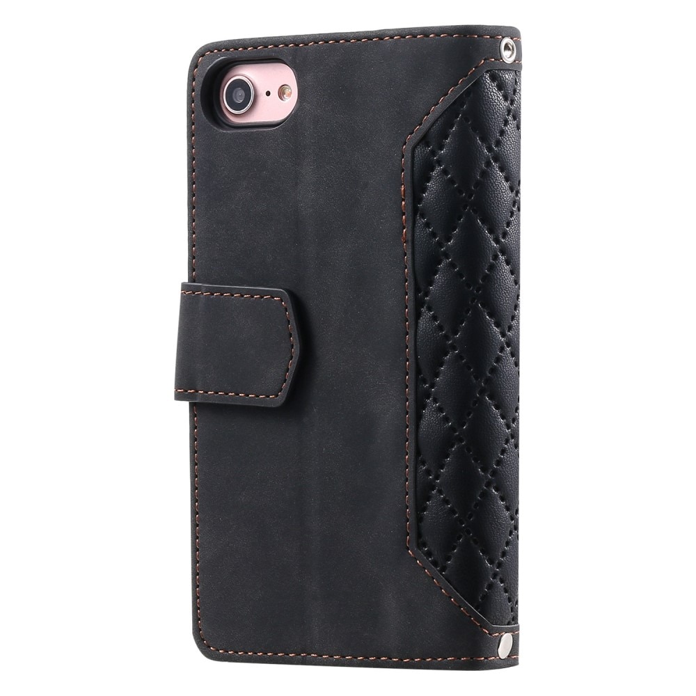 Étui portefeuille matelassée pour iPhone 7, noir
