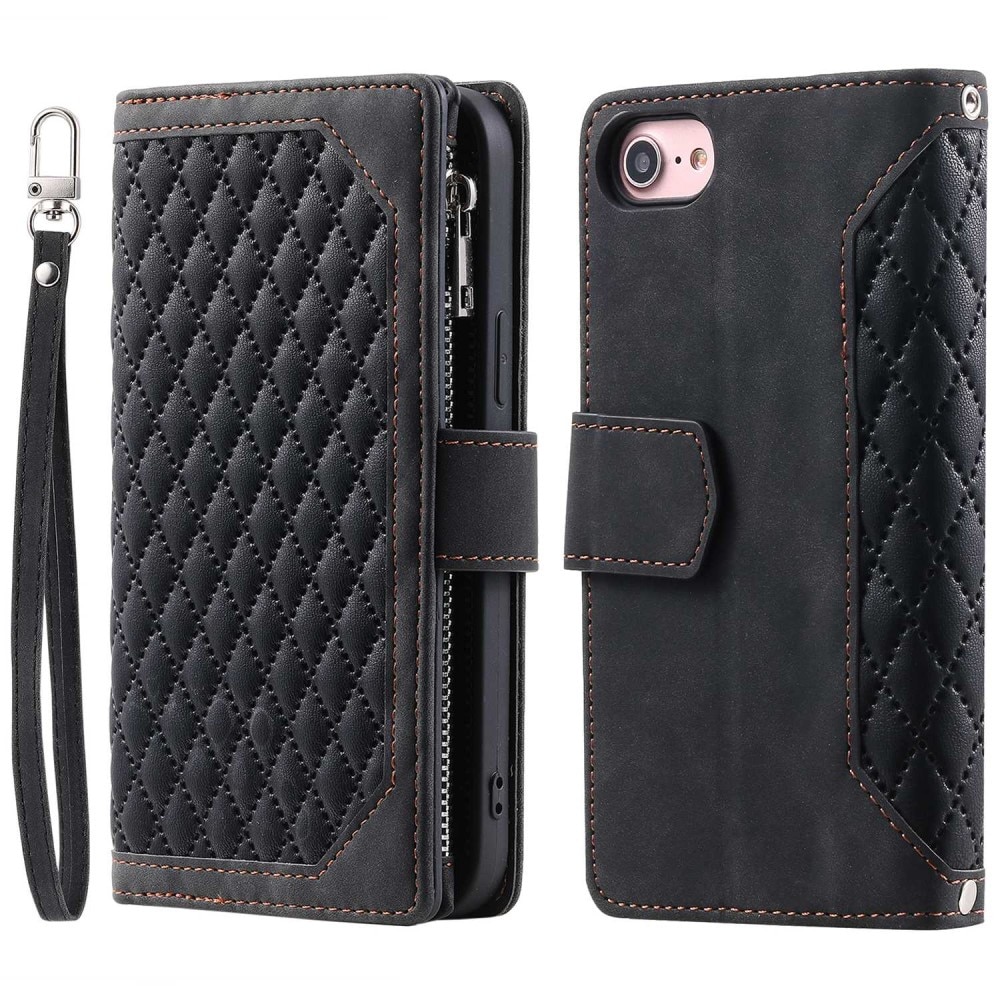 Étui portefeuille matelassée pour iPhone 8, Noir