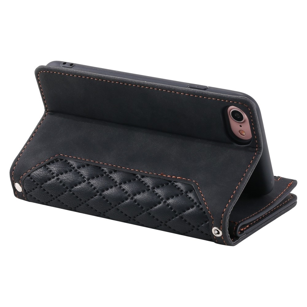 Étui portefeuille matelassée pour iPhone 8, noir