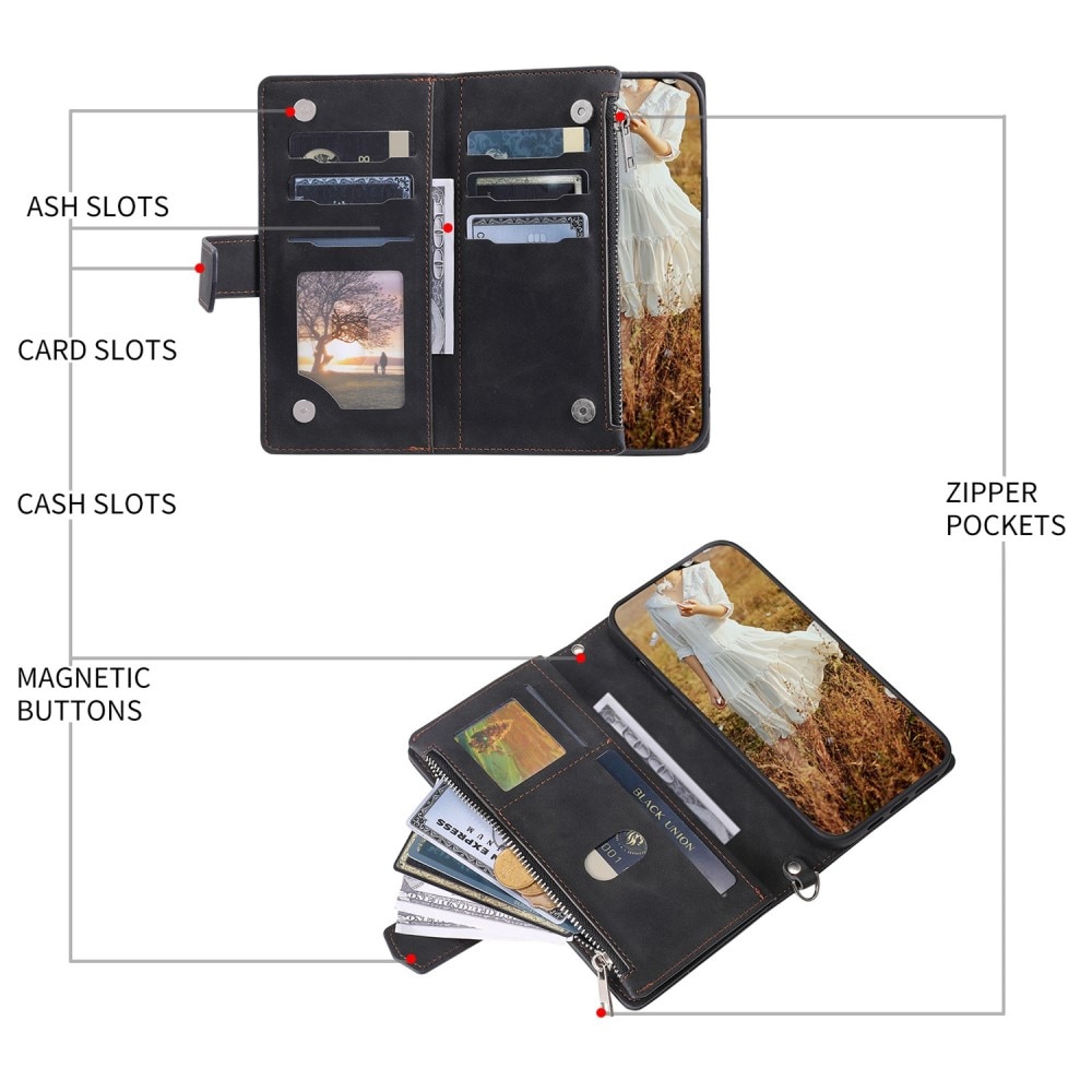 Étui portefeuille matelassée pour iPhone SE (2020), noir