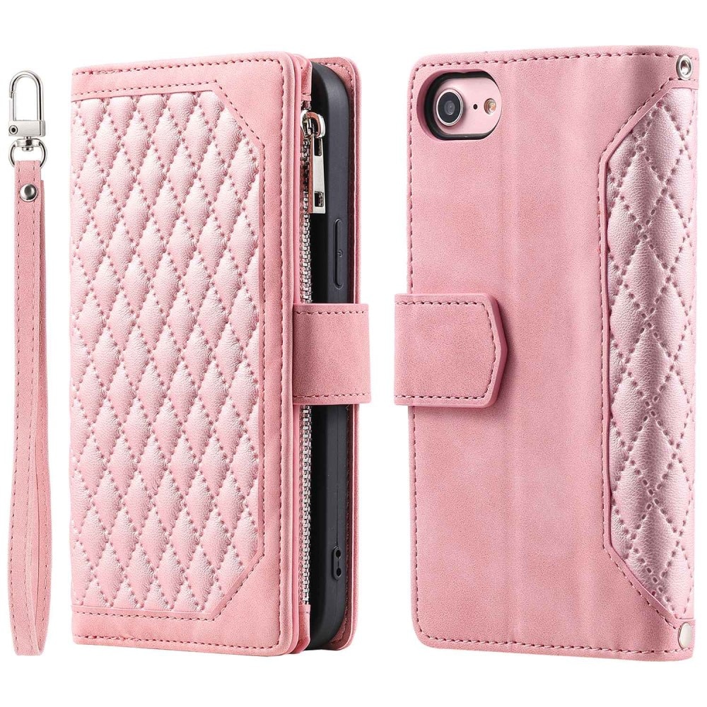 Étui portefeuille matelassée pour iPhone 7/8/SE, rose