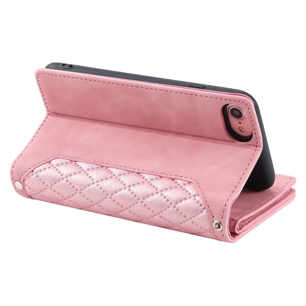 Étui portefeuille matelassée pour iPhone 7, rose