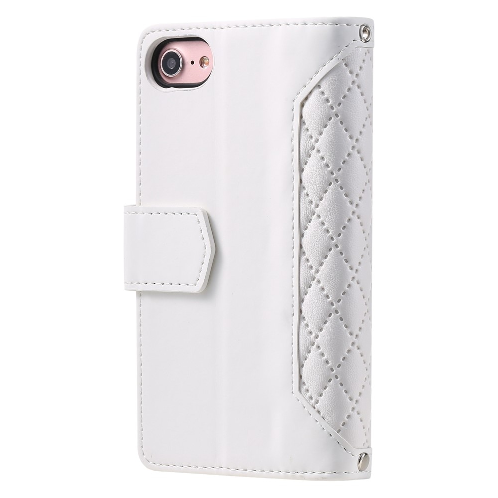 Étui portefeuille matelassée pour iPhone 8, blanc