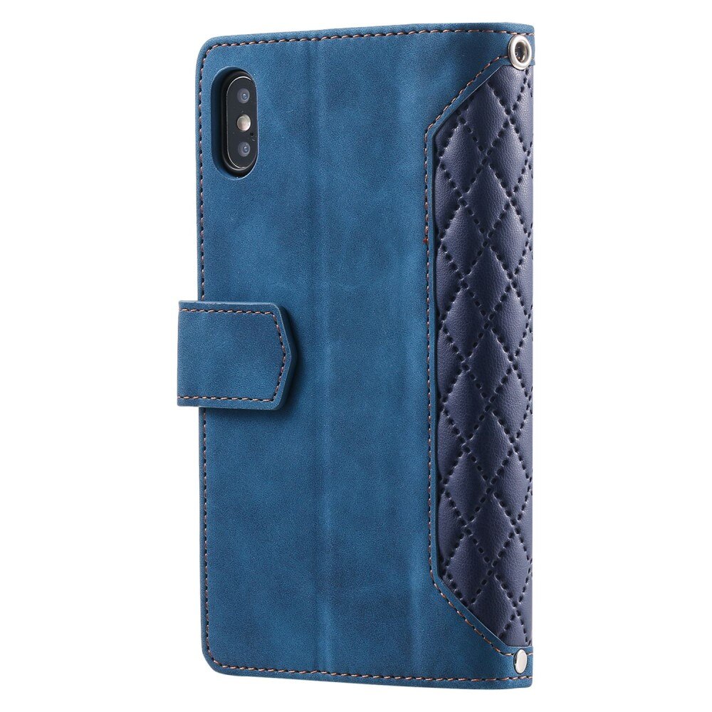 Étui portefeuille matelassée pour iPhone X/XS, Bleu