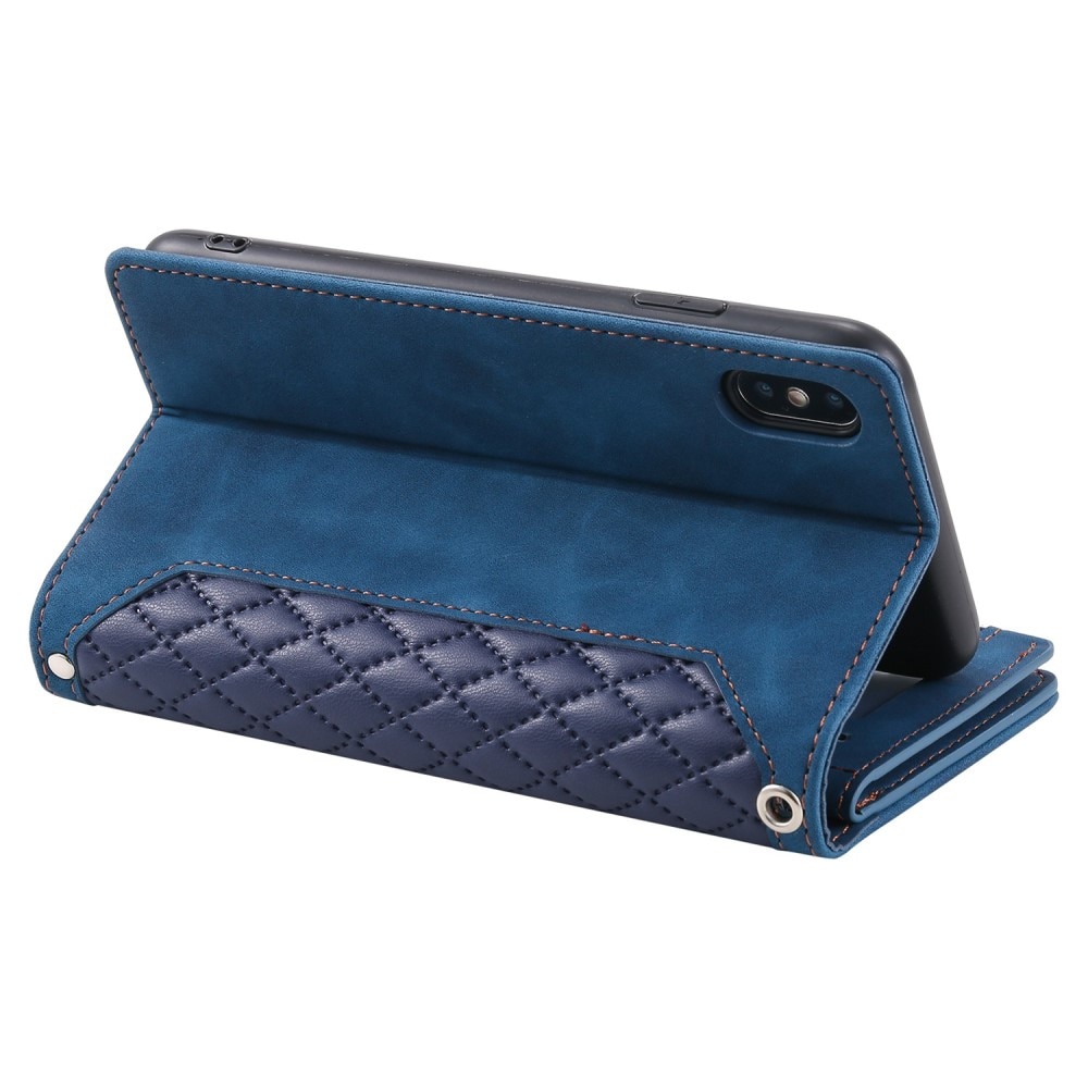 Étui portefeuille matelassée pour iPhone X/XS, bleu