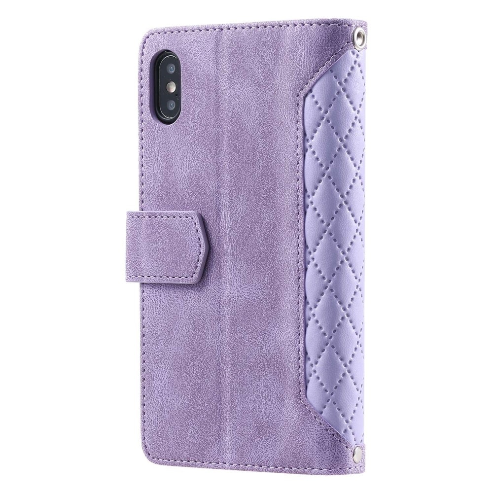 Étui portefeuille matelassée pour iPhone X/XS, violet