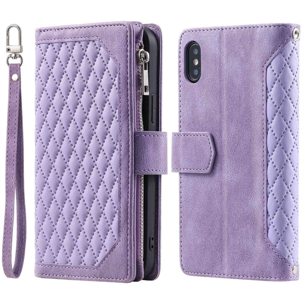 Étui portefeuille matelassée pour iPhone X/XS, violet