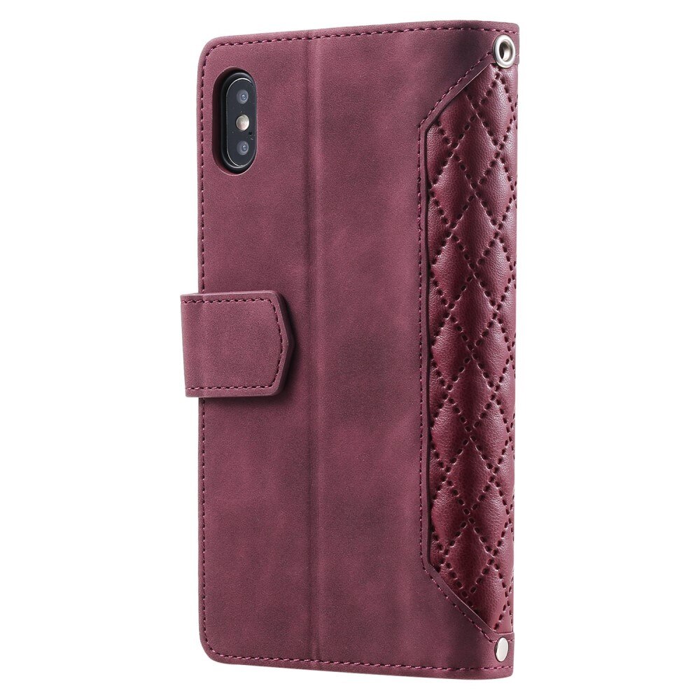 Étui portefeuille matelassée pour iPhone X/XS, Rouge