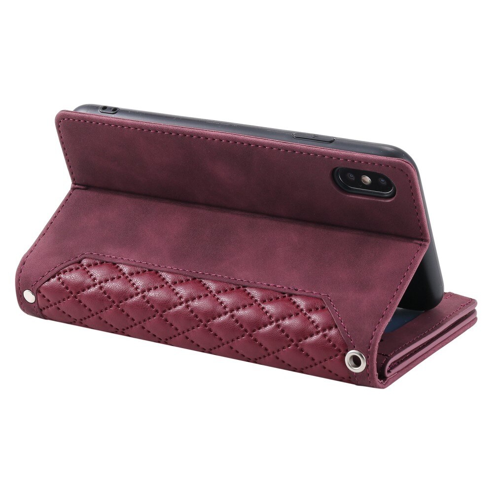 Étui portefeuille matelassée pour iPhone X/XS, Rouge