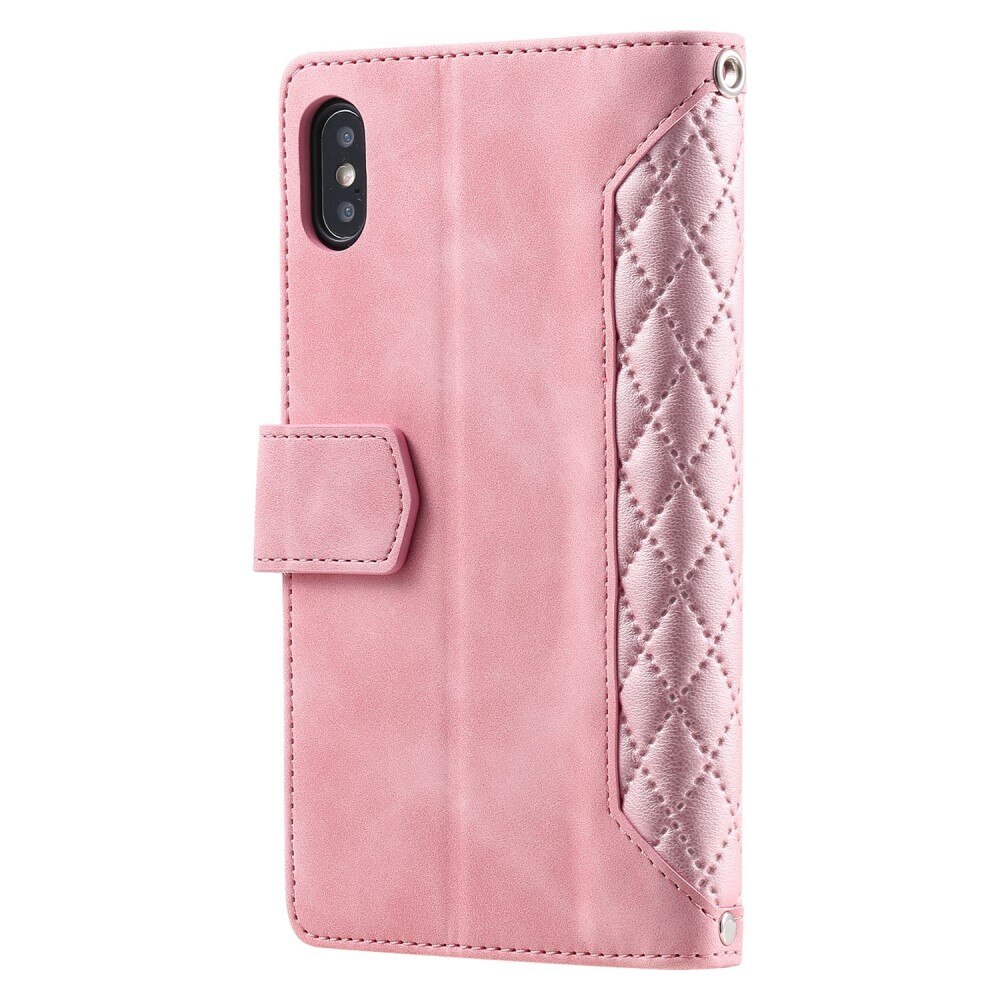 Étui portefeuille matelassée pour iPhone X/XS, rose