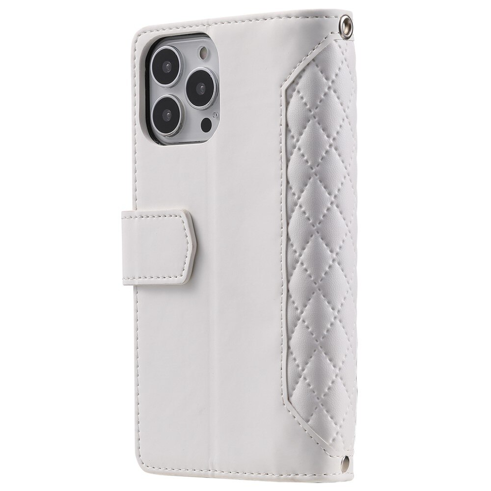 Étui portefeuille matelassée pour Apple iPhone 14 Pro, Blanc