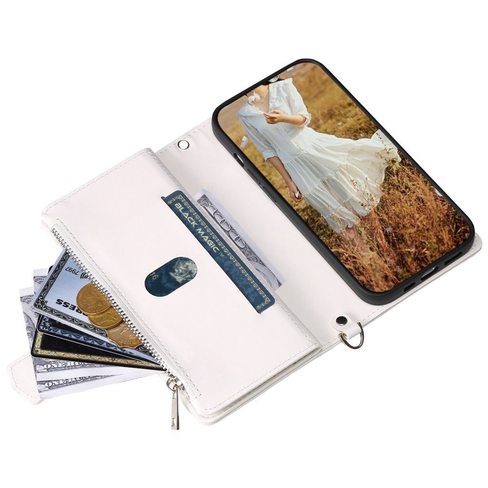 Étui portefeuille matelassée pour iPhone 14 Pro, blanc
