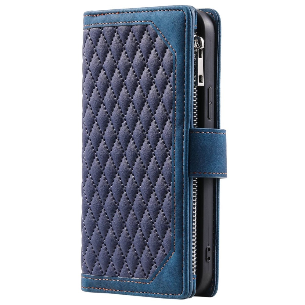 Étui portefeuille matelassée pour iPhone 13, Bleu