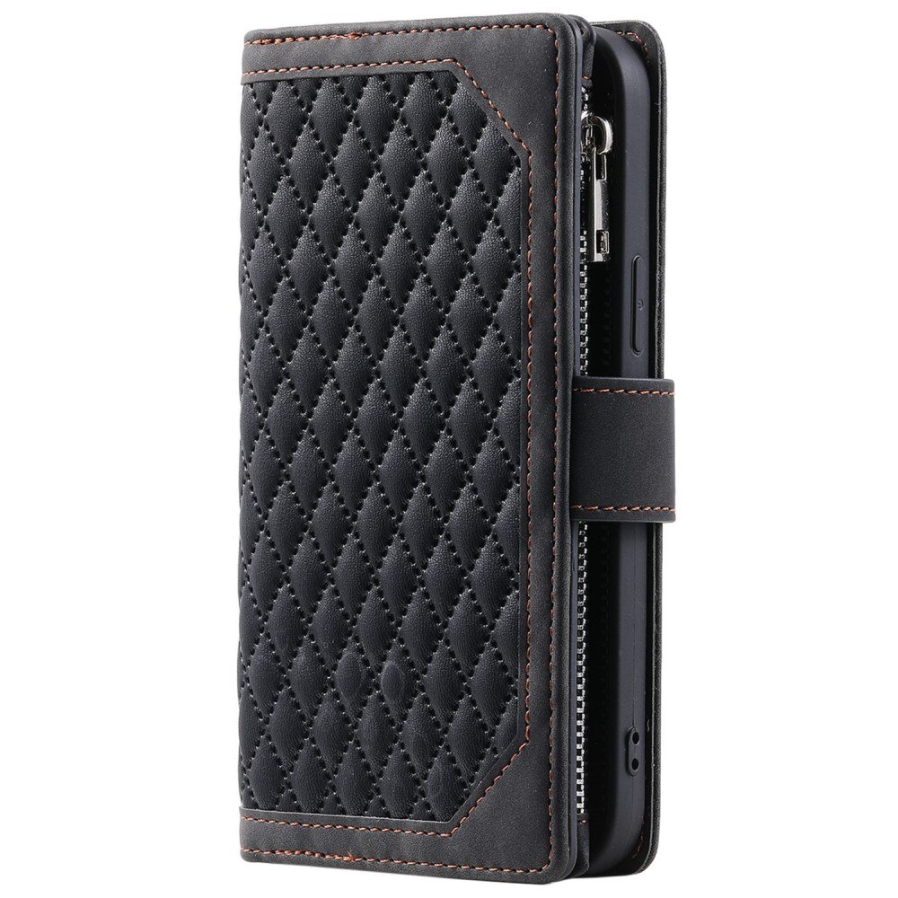 Étui portefeuille matelassée pour iPhone 13, Noir