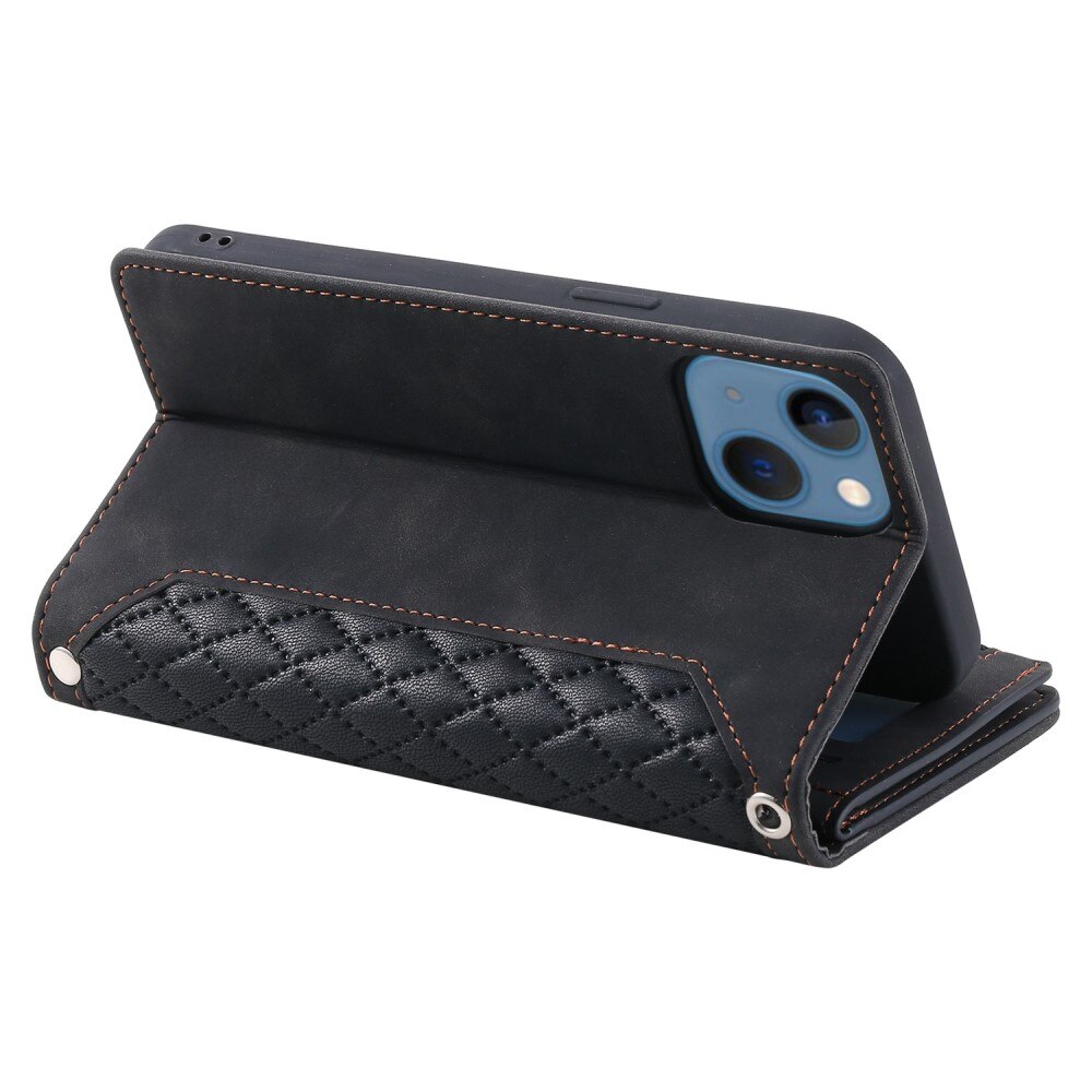 Étui portefeuille matelassée pour iPhone 13, Noir