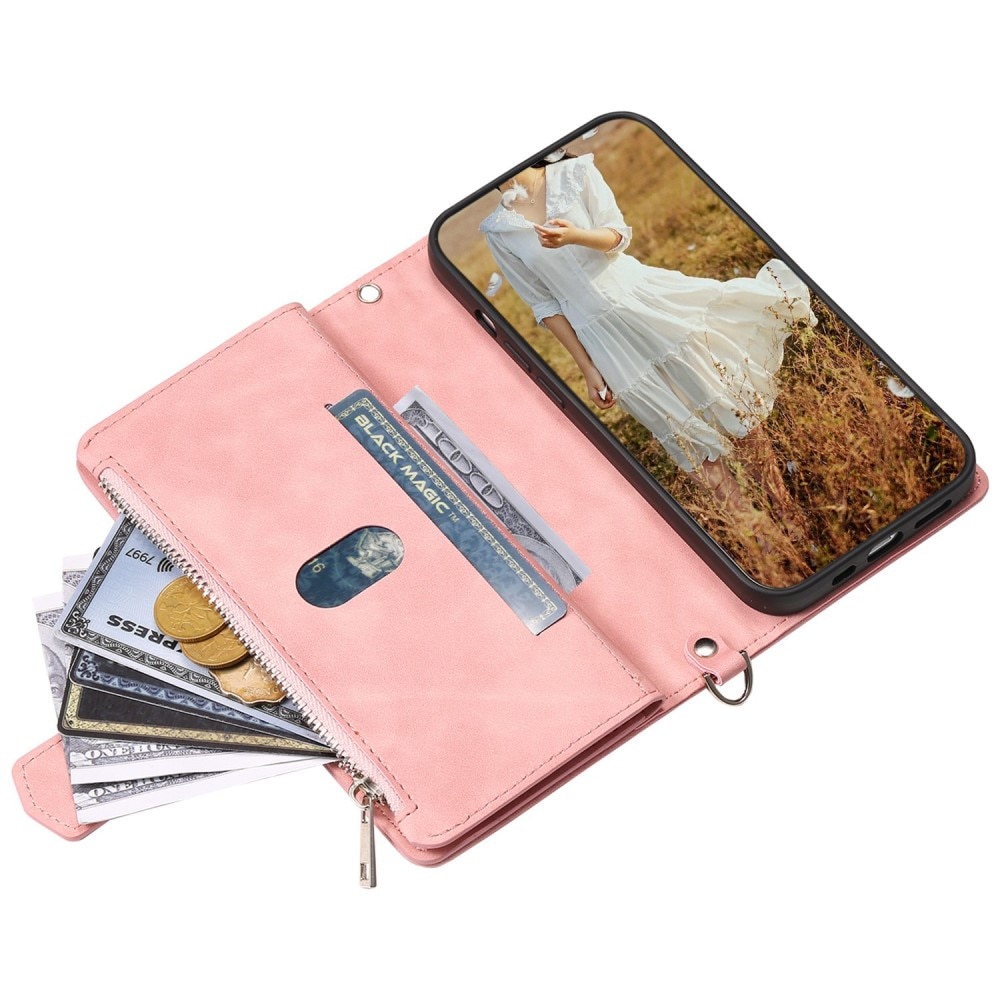Étui portefeuille matelassée pour iPhone 13, Rose