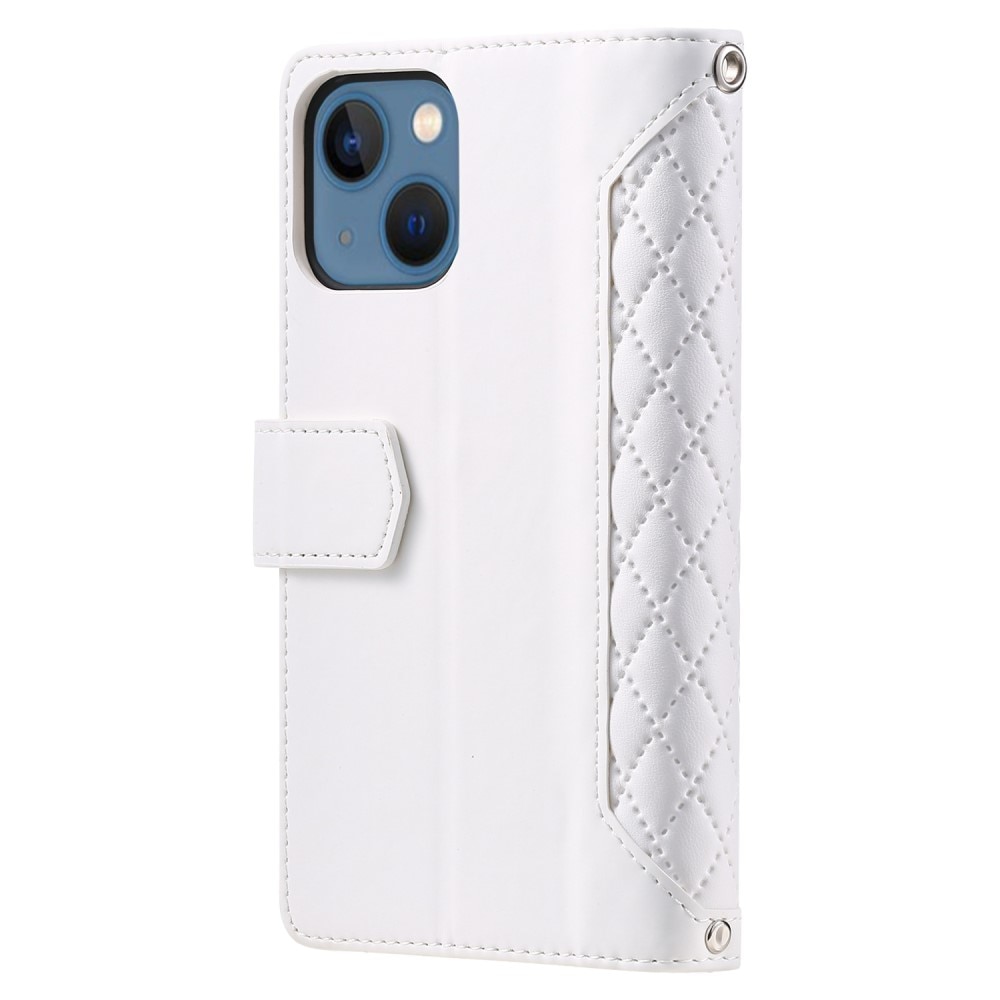 Étui portefeuille matelassée pour iPhone 13, blanc