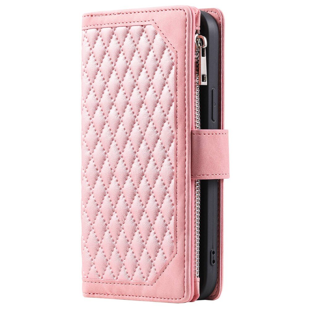 Étui portefeuille matelassée pour iPhone 14, rose