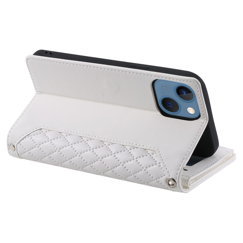 Étui portefeuille matelassée pour iPhone 14, blanc