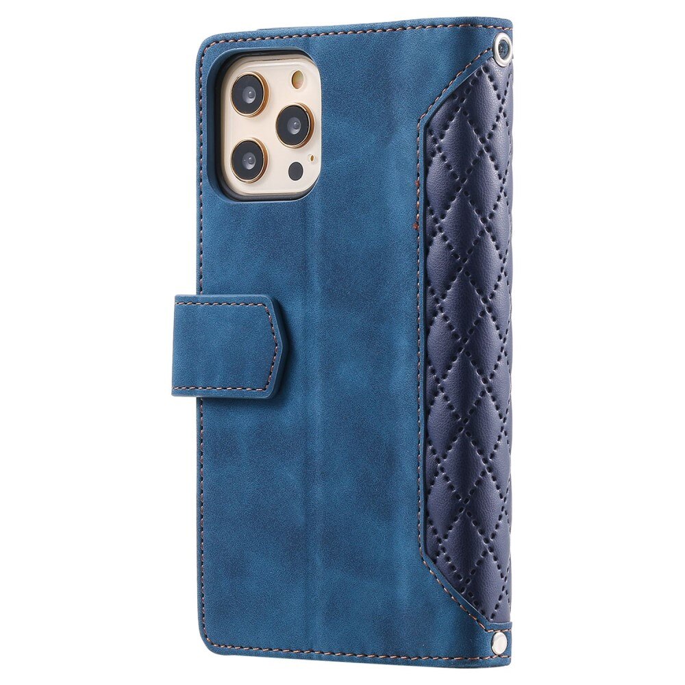 Étui portefeuille matelassée pour iPhone 12/iPhone 12 Pro, Bleu