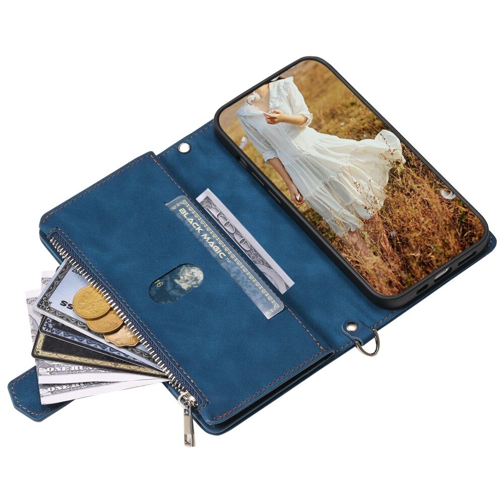 Étui portefeuille matelassée pour iPhone 12/iPhone 12 Pro, Bleu