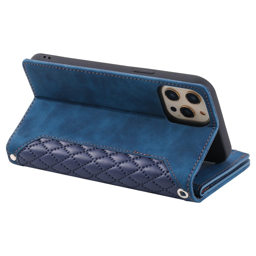 Étui portefeuille matelassée pour iPhone 12/iPhone 12 Pro, Bleu
