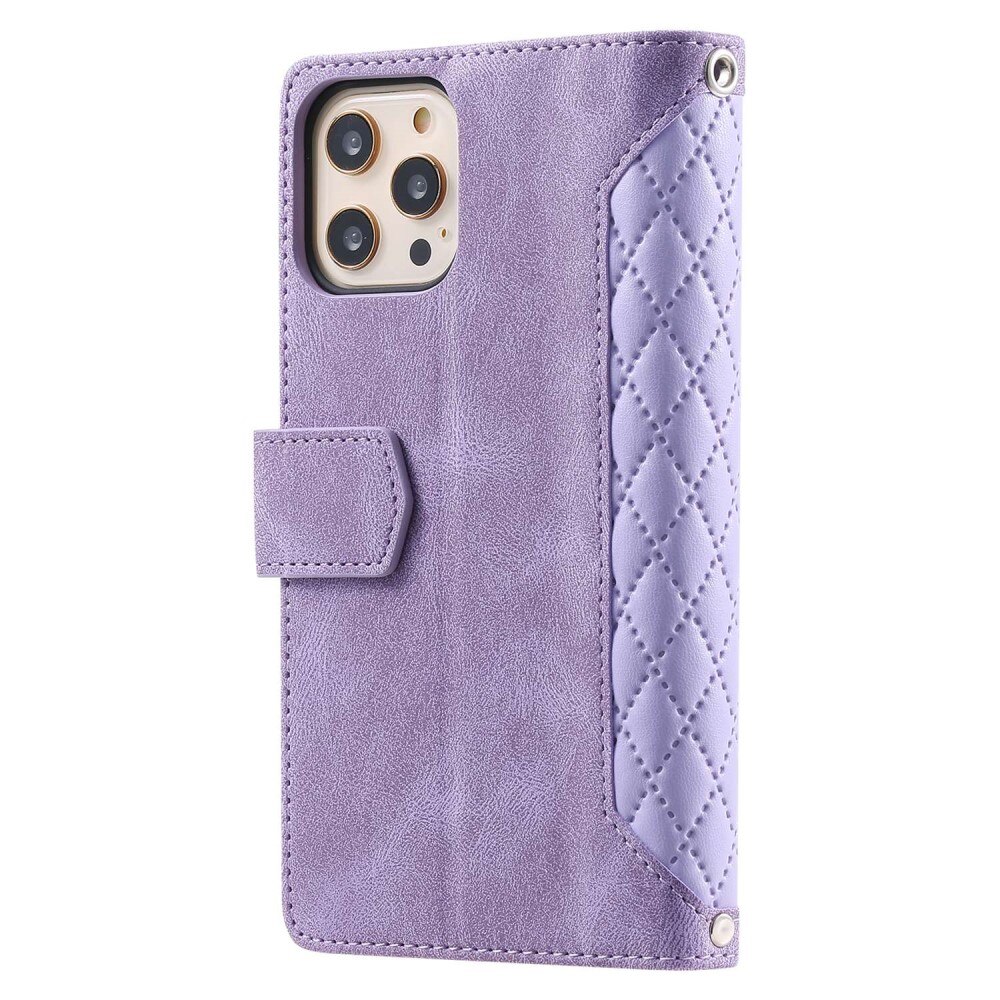 Étui portefeuille matelassée pour iPhone 12/12 Pro, violet