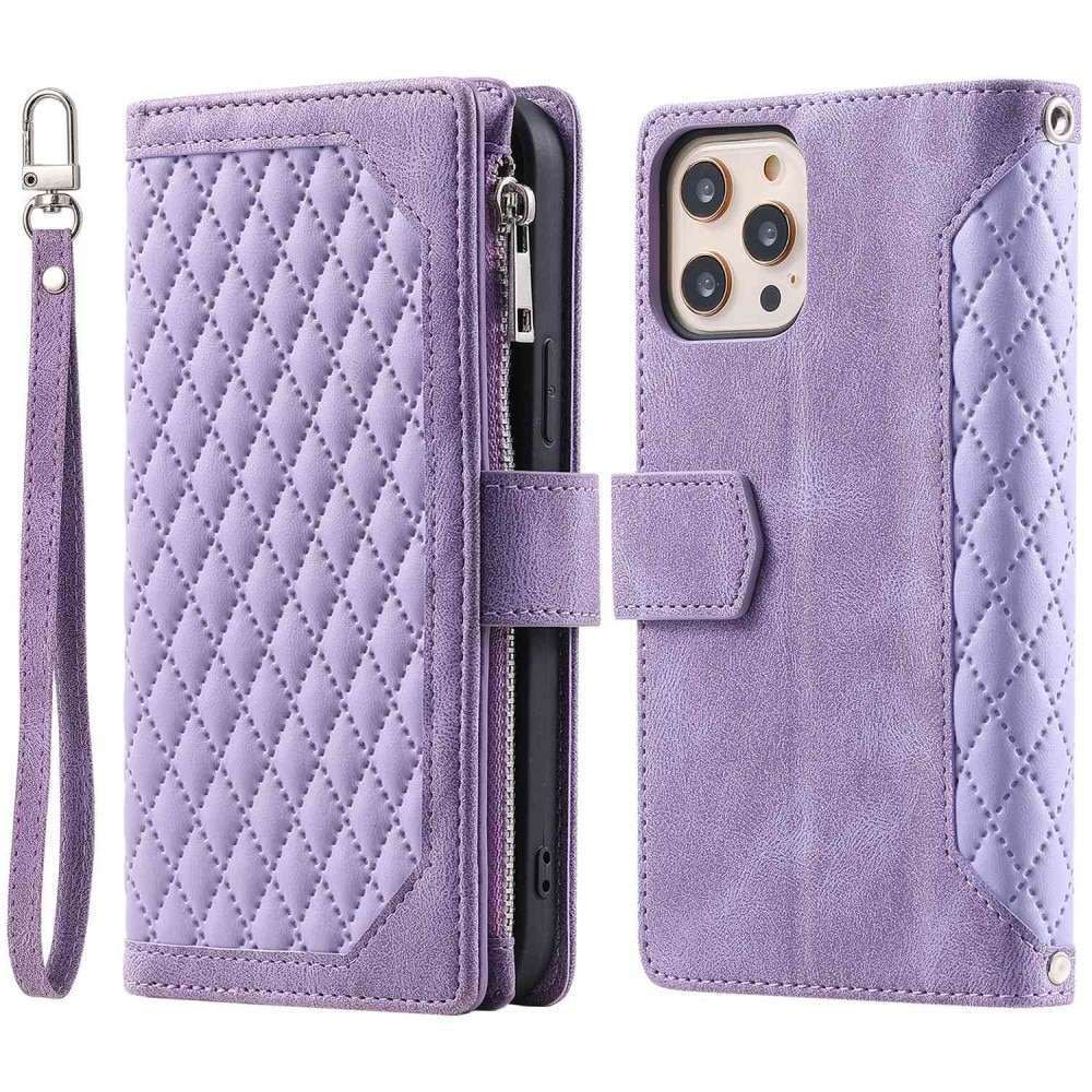 Étui portefeuille matelassée pour iPhone 12/12 Pro, violet