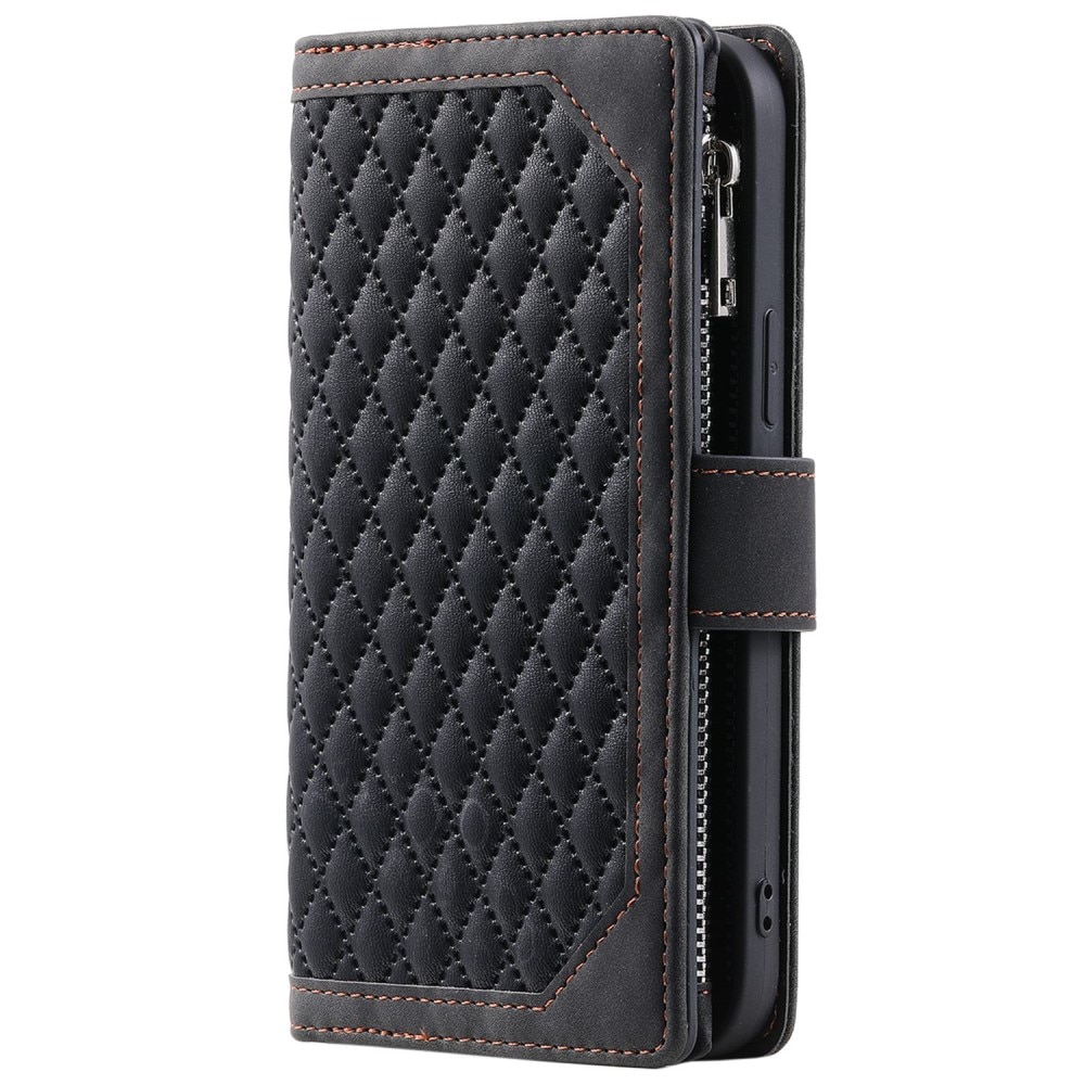 Étui portefeuille matelassée pour iPhone 12/iPhone 12 Pro, Noir
