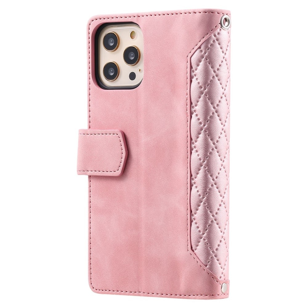 Étui portefeuille matelassée pour iPhone 12/12 Pro, rose