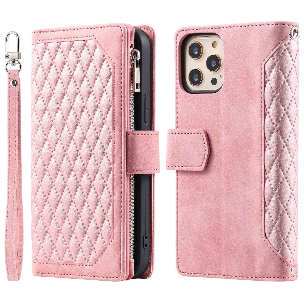 Étui portefeuille matelassée pour iPhone 12/iPhone 12 Pro, Rose