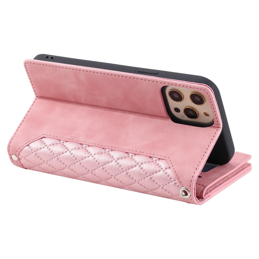 Étui portefeuille matelassée pour iPhone 12/iPhone 12 Pro, Rose