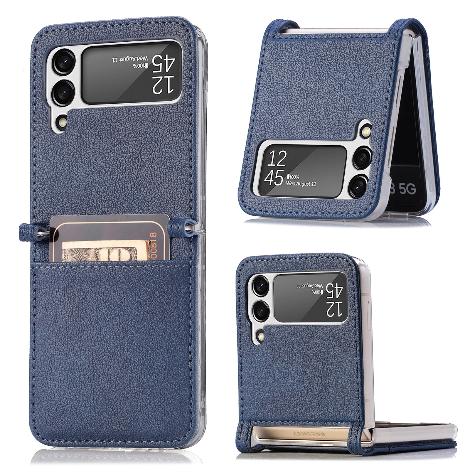 Étui portefeuille Slim Card Wallet Samsung Galaxy Z Flip 4 Bleu