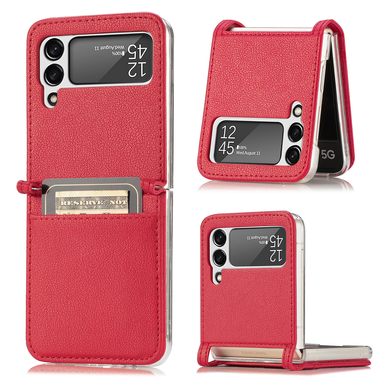 Étui portefeuille Slim Card Wallet Samsung Galaxy Z Flip 4 Rouge