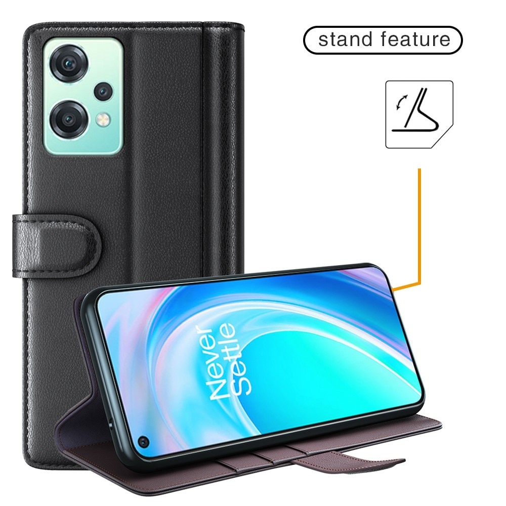 Étui en cuir veritable  OnePlus Nord CE 2 Lite 5G, Noir