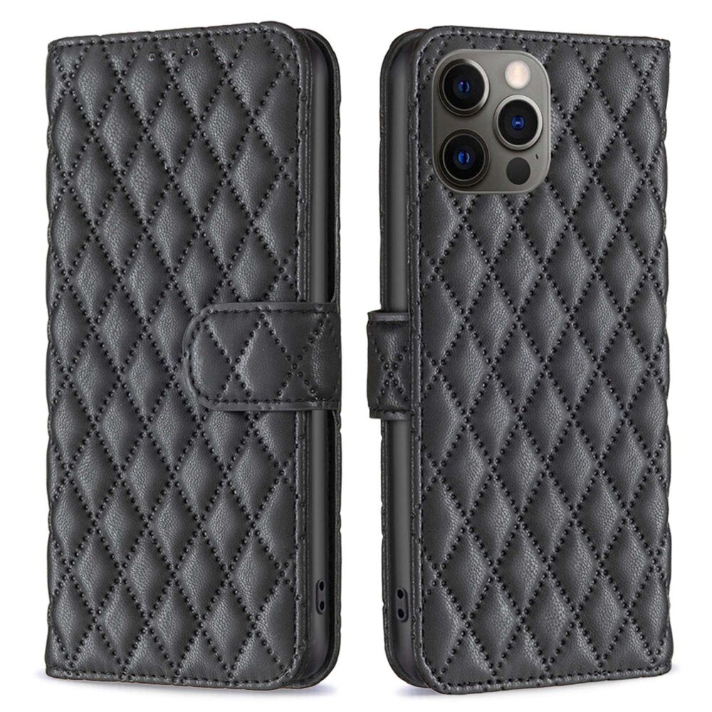 Coque portefeuille matelassé iPhone 12/12 Pro Noir