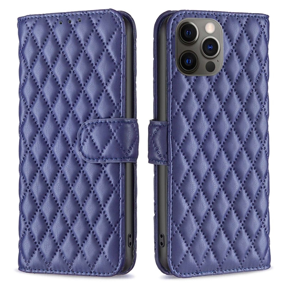 Coque portefeuille matelassé iPhone 12/12 Pro Bleu