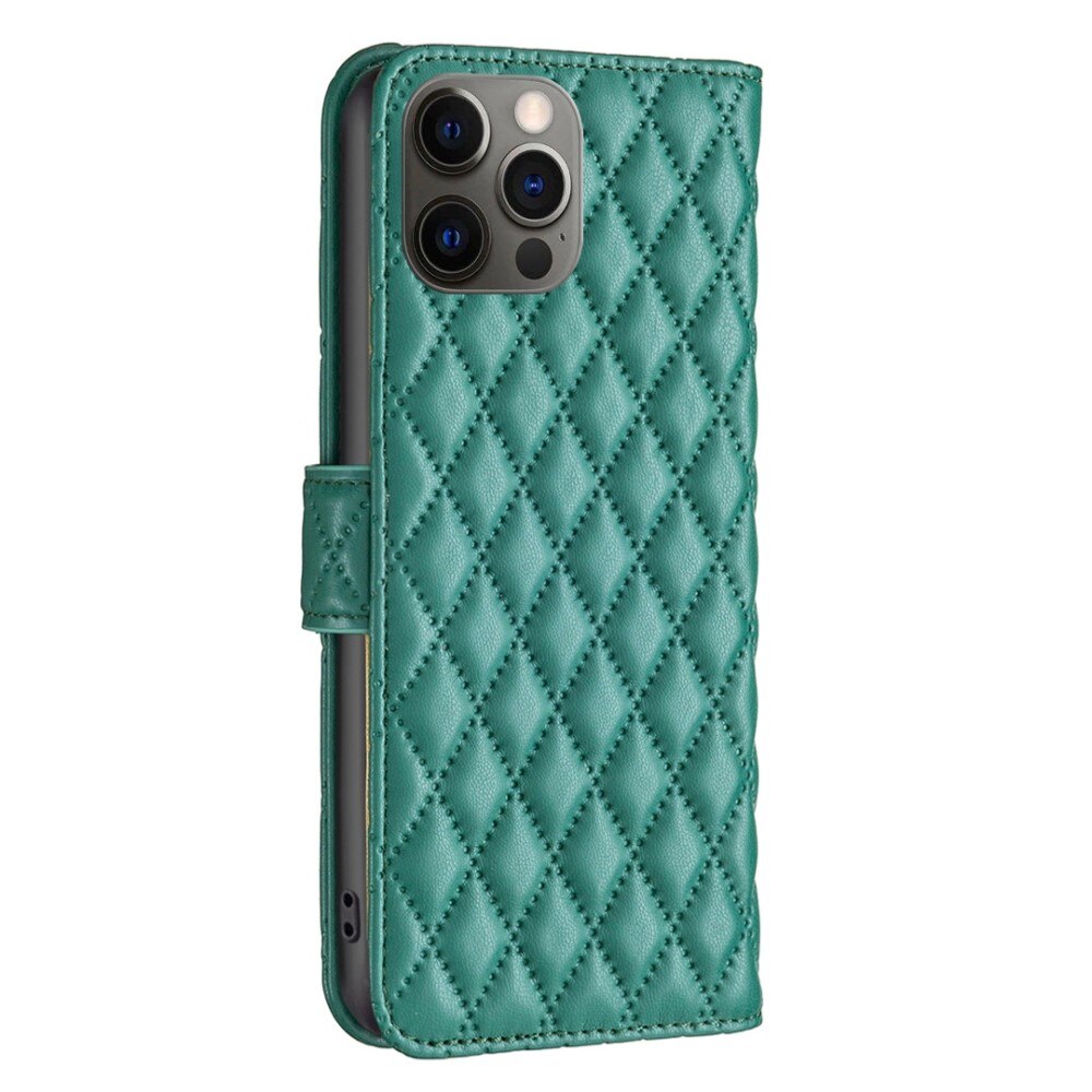 Coque portefeuille matelassé iPhone 12/12 Pro Vert