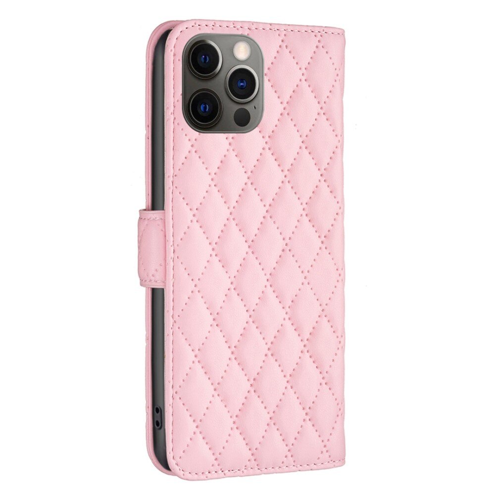 Coque portefeuille matelassé iPhone 12/12 Pro Rose