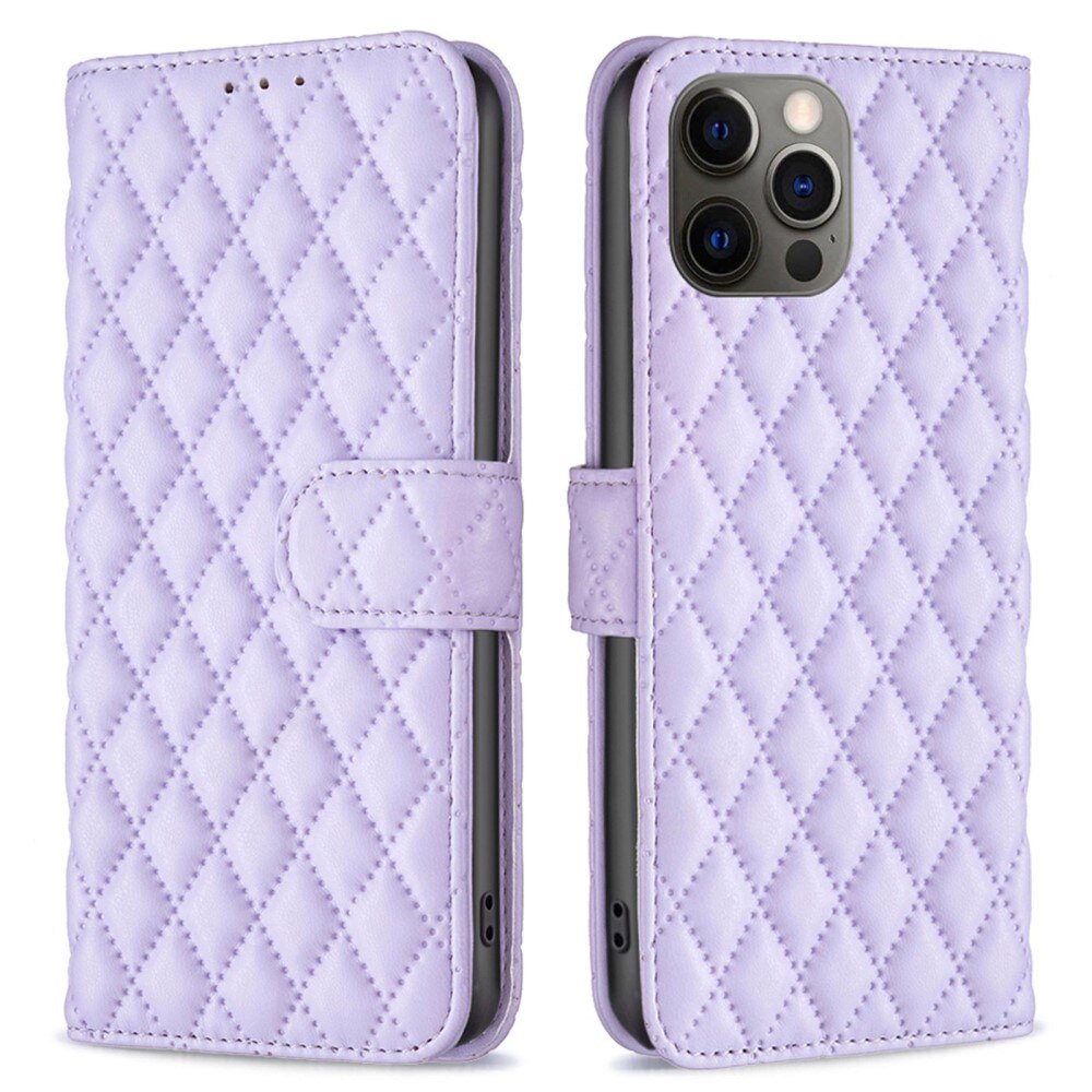 Coque portefeuille matelassé iPhone 12/12 Pro Violet